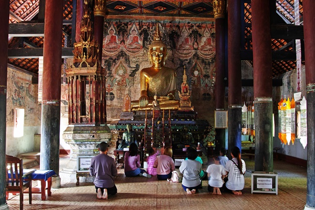 Things to do in Nan, Thailand: The Tai Lue details inside Wat Nong Bua