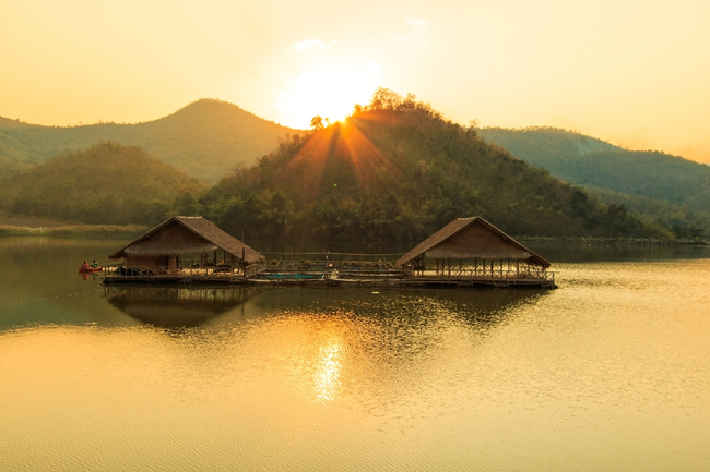 Things to do in Suphan Buri, Thailand: Life on the raft at Hub Khao Wong Reservoir