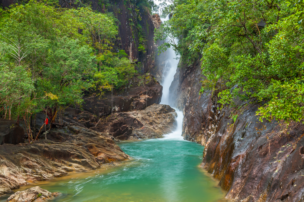 Things to do in Trat, Thailand: Khlong Phlu Waterfall and its verdant surroundings on Koh Chang