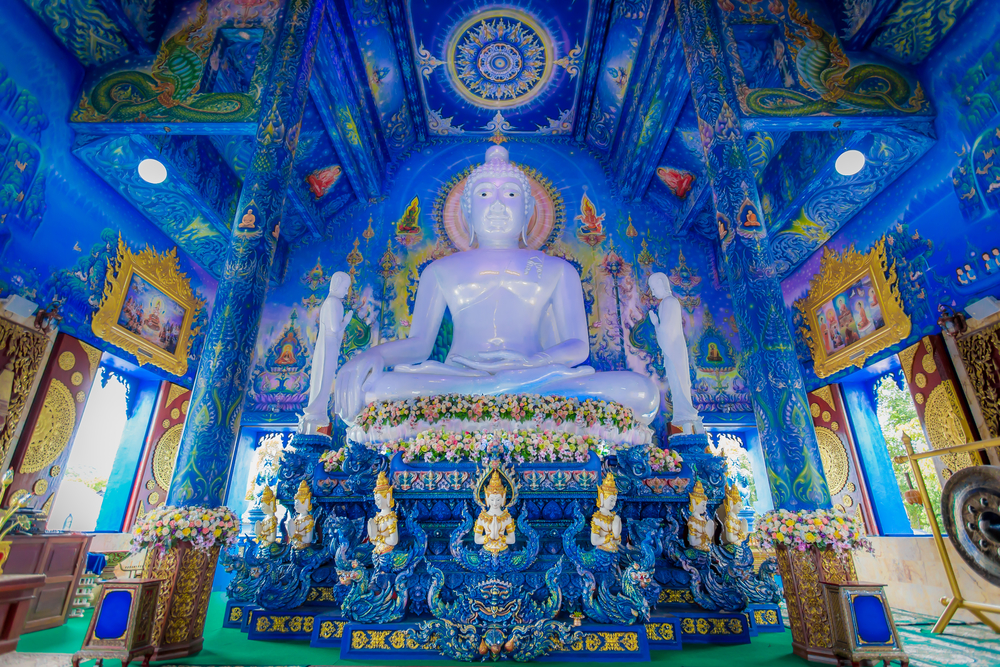 Things to do in Chiang Rai, Thailand: Blue universe inside the Blue Temple (Wat Rong Suea Ten)
